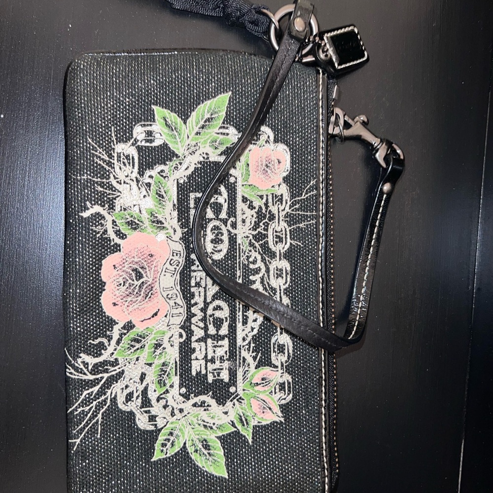 Coach Wristlet with Floral Design